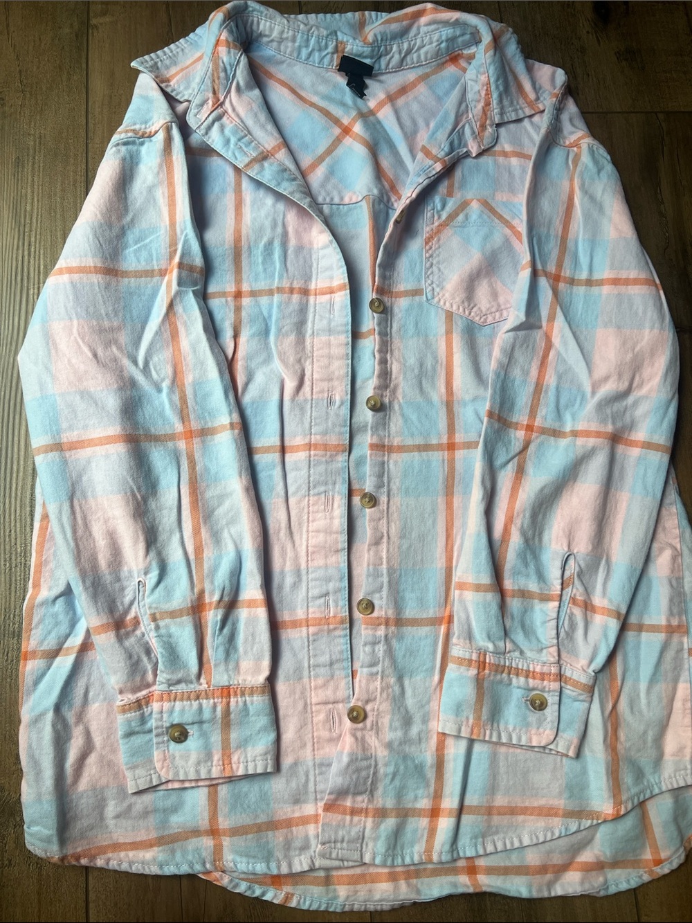 art class Light Blue and Peach Plaid Shirt